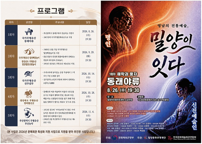 밀양문화관광재단, ‘2026 문예회관 특성화 지원사업’ 본격 추진